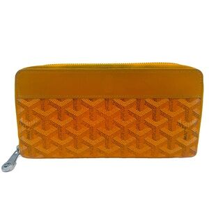 *AUTHENTIC* Goyard Matignon Yellow Coated Canvas Leather Long Wallet